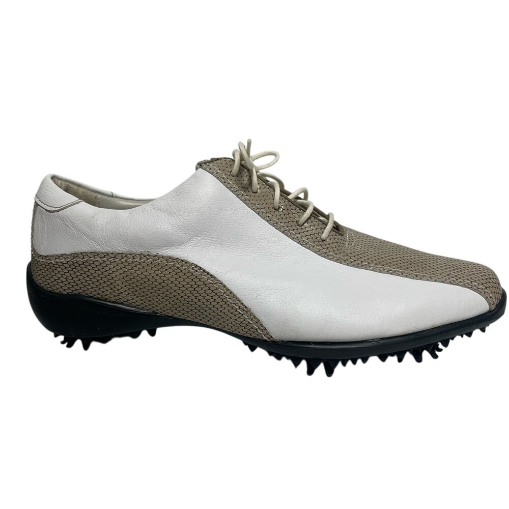 Footjoy LoPro White and Tan Golf Shoes‎ Womens 8